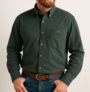 Carhartt Green Button Front L/S Work Shirt L Tall Cotton Utility Heritage Woods